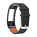 Produktbild Altsommer Armband Multi Farben 23mm für Garmin vivofit2 / Vivofit(180mm-230mm) Vintag Leder mit Rahmen Zubehör Bunter Leder Uhrenarmbänder Edelstahl Armband für Damen Herren (Schwarz)