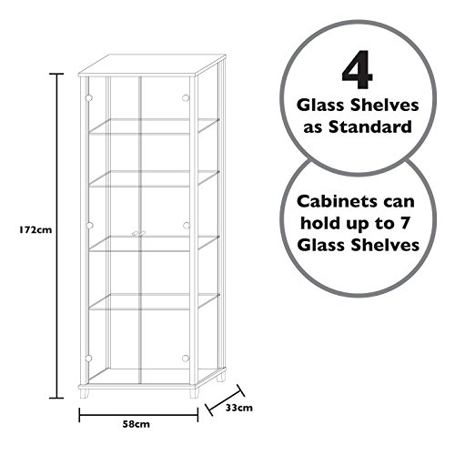 HOME Basic Double Glass Display Cabinet White with 4 Glass Shelves