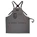 Produktbild CHICMRS Rückseite Kreuz Lederband Leinwand Schürze für Barbershop Friseur Barbier Küche Personalisierte Kaffee Utility Unisex Schürze mit Taschen, grau, L