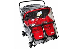 JIAHG Universal Kinderwagen Regenbedeckung Zwillingskinderwagen Regenschutz Side by Side Wasserdicht Transparent PVC Regenschutz Staubdicht Winddicht Doppel-Kinderwagen Große Regenabdeckung