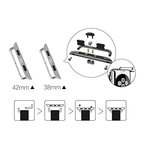 OKCS Premium Hochwertiger Apple Watch, Apple Watch 2 38 mm Basic / Sport / Edition Uhrenband Adapter Uhrenadapter Connector Strap Metallschließe in Schwarz - 3