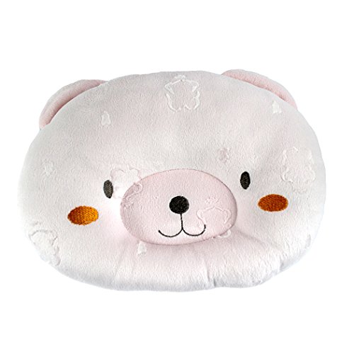 Dianoo Good Quality Hot Soft Cotton&Velvet Newborn Baby Anti-roll Pillow Prevent Flat Head Sleeping Positioner Cute Bear - pink