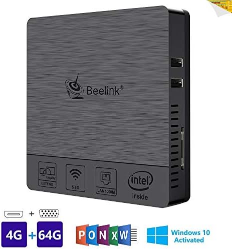 Beelink BT3 PRO II Mini PC Desktop Computer Dual Screen Display with HDMI VGA Ports, Intel Atom X5-Z8350 Processor, 4GB+64GB, 2.4G/5.8G Dual-Band WIFI, 4K, BT 4.0, 1000Mbps LAN Support Windows 10