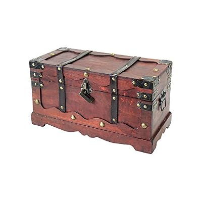 HMF 6400 Coffre au trésor avec cadenas et boîte à trésor en bois France, Boîte de rangement 40 cm