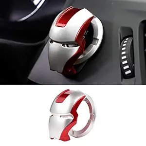 JAINFAM? (High-ABS) Silver Red Car Engine Start Stop Switch Lambo Style Button Cover Decorative Auto Accessories Push Button Sticky Cover Car Interior Iron Man