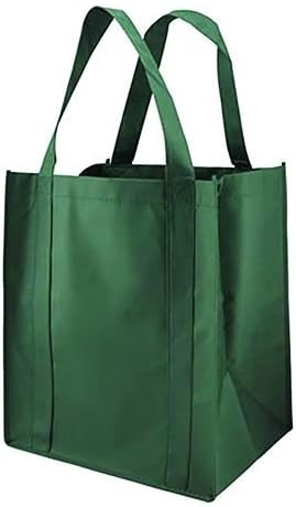 Pack Of 10 Grocery Tote Large Reusable Storage Shopping Bag (Green)