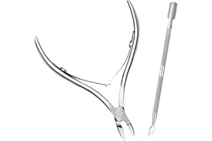 HAOYUAN 2Pcs Cuticle Clipper Tools - Cuticle Cutter, Cuticle Pusher, Professional Nipper, Stainless Steel Cuticle Trimmer, Cuticle Remover, Dead Skin Pusher, Pedicure Manicure Tools for Manicure and Pedicure