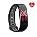 Produktbild Bloranda Fitness Tracker, Fitness Armband mit Pulsmesser Wasserdicht IP67 Aktivitätstracker Pulsuhren Bluetooth Smart ArmbandUhr Schrittzähler mit Schlafmonitor Herzfrequenzmonitor Kalorienzähler Vibrationsalarm Anruf SMS Whatsapp Beachten kompatibel mit iPhone Android(Schwarz)