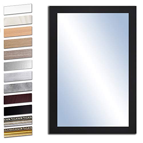Bilderdepot24 Wandspiegel Spiegel Badspiegel Holzrahmen komplett mit Echtglas - SCHWARZ - ca. 70x50 cm