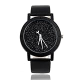 Women's Watches Damenuhren, Kingwo Armbanduhr Herrenmode-Mädchen-Minimalist-Art- und Weiseuhren für Geliebt-Leder-Bügel-Uhr (Schwarz)