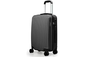 FOSANI Cabin Suitcase |Aluminium Telescopic Handle | Lightweight Hard Shell Suitcases |3 Digit Combination Lock | 4 Silent Dual Spinner Wheels (Grey, Cabin 20'')