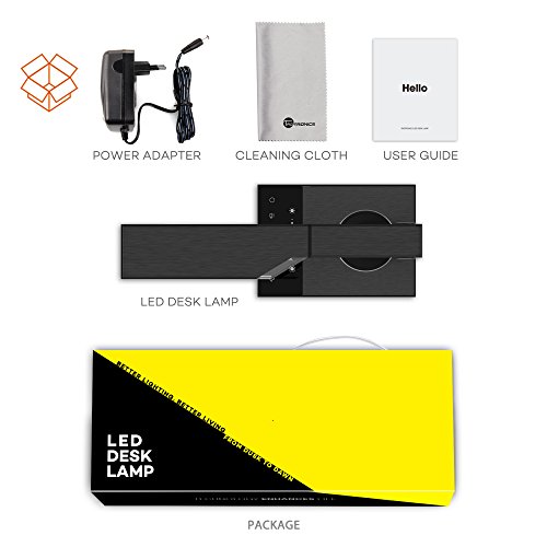 TaoTronics 100% Metall Schreibtischlampe LED Tageslichtlampe 12W Touch-Control 5 Farbetemperaturen und 6 Helligkeiten mit USB-Anschluss 5V 2A zum Aufladen von Smartphones und Tablets, Eisen-Grau - 7