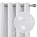 Produktbild Deconovo Kleine Sterne Blickdicht Gardinen mit Ösen Verdunkelung Kinderzimmer 180x140 cm Weiß Grau 2er Set