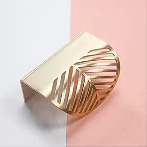 MANTARA H-012 Leaf Shape Modern Light Luxury Furniture Drawer Copper Handle Furniture Wardrobe Drawer Pull Knob Brass Door Handle ( Pack of 1 )