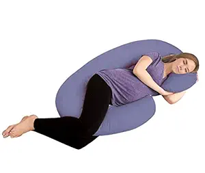 AVI Full Body Pregnancy Pillow - Maternity Pillow for Pregnant Women - C Shaped Body Pillow with 100% Cotton Pillow Cover-Dark Blue