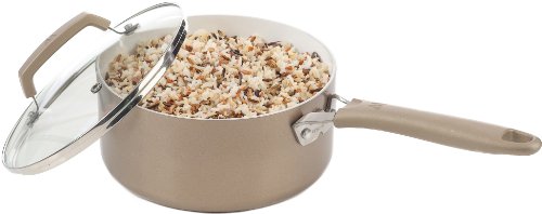 WearEver C944SA64 Pure Living Nonstick Ceramic Coating PTFE-PFOA-Cadmium Free Dishwasher Safe Oven Safe Cookware Set, 10-Piece, Gold