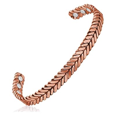 Vicmag Copper Bracelet For Women Men Magnetic Bracelet 6x Ultra Strength Magnets 99.99% Solid Pure Copper Adjustable Size With Gift Box (copper Feather)