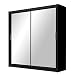 Produktbild Kleiderschrank mit Spiegel Paries, Modernes Schwebetürenschrank, Schiebetür, Schlafzimmerschrank, Schlafzimmer (203 cm, Schwarz/Spiegel)