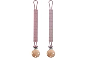 GOVVAY Attache Tetine Silicone, Lot de 2 Attaches Tétine pour Bébés Garçons et Filles, Douce Flexible Durable Pacifier Clip Chain (Violet et Rose)