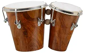 Tramp & Badger 7 inch Size Professional Long Lasting Two Piece Wooden Bongo Drum set - (Brown)