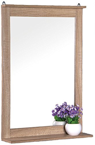 Eleganter Wandspiegel Eicheoptik 70x50 cm mit Ablage