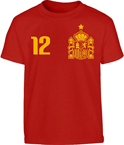 Spanisches Fußball Fan Trikot für Kids Kleinkind Kinder T-Shirt – Gr. 86-128 116/128 (5-7J) Rot