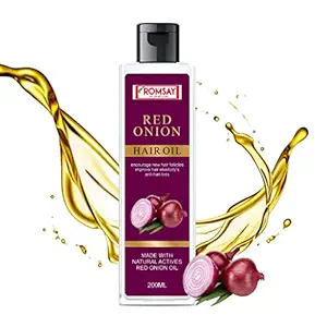 ROMSAY Onion Hair Oil Made With Onion Black Seed Oil Blend With 100 % Pure And Cold Pressed Essential Oils Control Dendruff And Reduce Hair Fall Made With Natural Actives 200 ML Pack Of 1