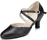  Honeystore 2017 Neuheiten Frauen Echtleder Heels Sandalen Latin Tanzschuhe Schwarz 38 CN