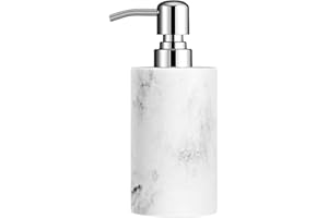 Luxspire Soap Dispenser, Marble Lotion Soap Pump Dispenser Bottle, Refillable Shampoo Container, Decorative Hand Soap Resin Dispenser for Bathroom Countertop, Kitchen, 10.8oz/320ml - White Marble