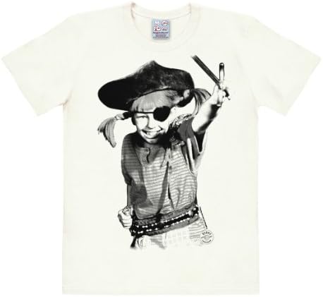 LogoshirtPippi Longstocking T-Shirt - Pippi Shirt - Pirat Short Sleeve Crew Neck T-Shirt - Off White - Licensed Original Design