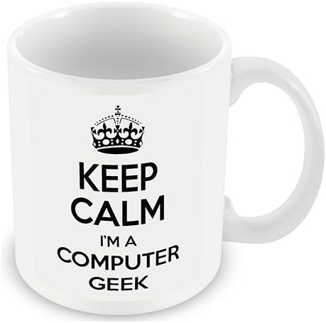 Keep Calm I'm a Computer Geek (White) Mug / Cup (choose to personalise with any name, photo, message or colour) - novelty office &amp; workplace gift