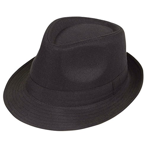 Xiton Black Fedora Plain Hat Outfit accessory for Gangster Fancy Dress