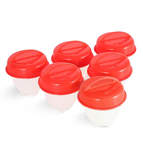 Branger Egg Cooker Hervidor De Huevos Huevos Gallina Moldes Huevos Molde Huevo Frito En Camisa Firme Vapor Material De Silicona Antiadherente (Rojo Paquete De 6)