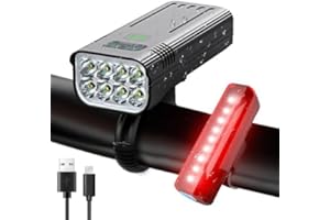 Victoper Lumiere Velo,Éclairage Vélo Avant Et Arriere,2023 Mise à Niveau 8000 Lumens 8 LED Lampe 5+5 Modes Velo LED Puissantes IPX 5 Étanches USB Rechargeables Convient à la Plupart des Bicyclette