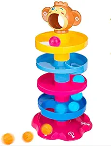 Prime Deals Monkey Heavy Plastic Ball Drop Toy for Babies and Toddlers | New 5 Layer Tower Run with Swirling Ramps and 3 Puzzle Rattle Balls, Best Educational Development Toy Set for Kids(Multicolour)