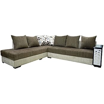 Adlakha Furniture Combination Of 2 Colour L Shaped Hardwood Sofa