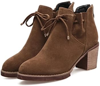 Autumn and Winter Round Head Bowknot Rough High Boots Women's Shoes Martin Boots (Color : Brown, Size : 39)