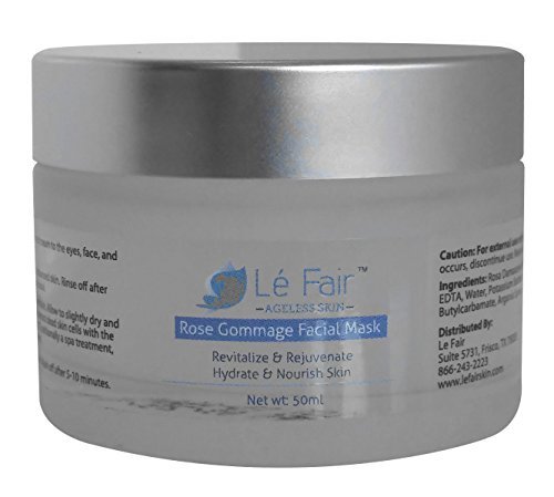 Rose Gommage Facial Mask - Hydrate Nourish Skin - Exfoliate Dead Cells - Spa Treatment Smoothing Complexion Masque - Deep Cleanses Pores - Absorbs Excess Oils Leaving Skin Revitalized & Renewed