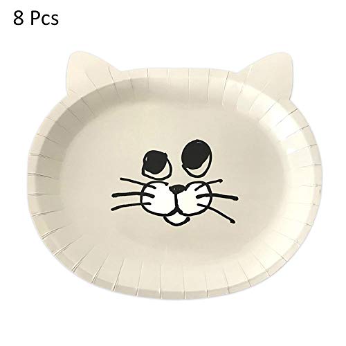 junjunli Paper tray disposable paper tray 8 PCS cute cat pattern thickening disposable paper tray cake tray barbecue plate party supplies