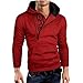 Produktbild Herren Langarm Hoodie Sweatshirt Tops Jacke Männer Mantel Outwear (2XL, Rot)