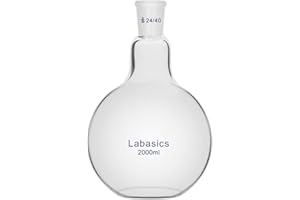 Labasics Glass 2000ml Single Neck Flat Bottom Boiling Flask, with 24/40 Standard Taper Outer Joint (2000ml)