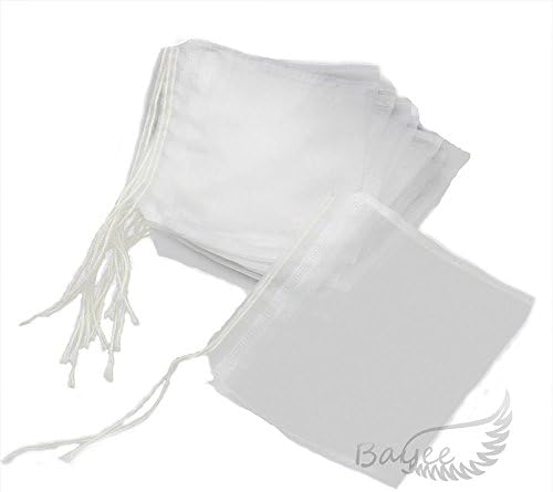 Bayee 50pcs 2.36 inch* 2.76 inch (60*70mm) Reusable Nylon Mesh Drawstring Filter Tea Bag for Loose Tea Herbs Spice Bouquet Garni Potpourri Bags