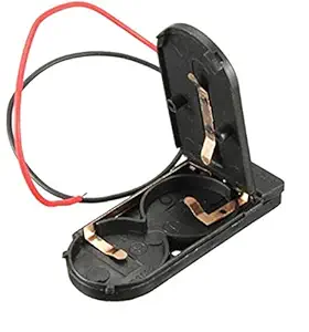 Eatech DIY 6V CR2032 Mini Button Coin Cell Battery 2 Slot Storage Holder Clip Socket Case Cover with Switch Cable Wire Lead Pin Power Bank | Black, Pack of 2 Pieces
