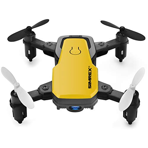 SIMREX X300C Mini Drone with Camera WIFI HD FPV Foldable RC Quadcopter RTF 4CH 2.4Ghz Remote Control Headless [Altitude Hold] Super Easy Fly for Training - Yellow