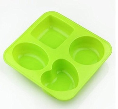 Allforhome 4 Cavities Heart Square Round Oval,Silicone Cake Baking Mold,Cake Pan,muffin cups,Handmade Soap Molds,Biscuit Chocolate mold, Ice Cube Tray DIY mold - 3