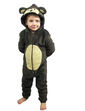 Kinder Jungen Mädchen Tier Overall Flauschig Fleece Affe Rentier Dalmatiner Kinder 2 Jahre -11 Jahre