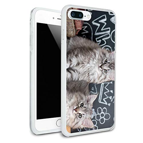 Siberian Tabby Kittens Cats School Chalkboard Learning Protective Slim Fit Hybrid Rubber Bumper Case Fits Apple iPhone 8 Plus