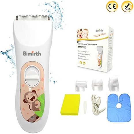 Hair Clippers for Baby Children Kids,Smart Waterproof Silent Cordless Professional Trimmer Hair Clippers Haircuts USB Rechargeable Haircutting Kit with Cleaning Pad,Cleaning Brush,Protective Comb (White)