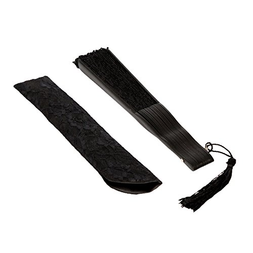 Spitze Fächer Schwarz – Sevada Japanische Handfächer Karnevals Party Hochzeit Dekoration Tanzabend Geschenk Maske - 3