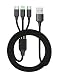 Produktbild Multi USB Kabel,3 in 1 Mehrfach Ladekabel Type C Kabel+ Lightning Kabel + Micro USB Kabel Adapter für iPhone 8/8plus/7/6/6s/iPad/Macbook/ Samsung Galaxy S8/Lumia 950/950XL,Lumia,Huaw ei P10,Nexus 6P,5X usw(Schwarz)